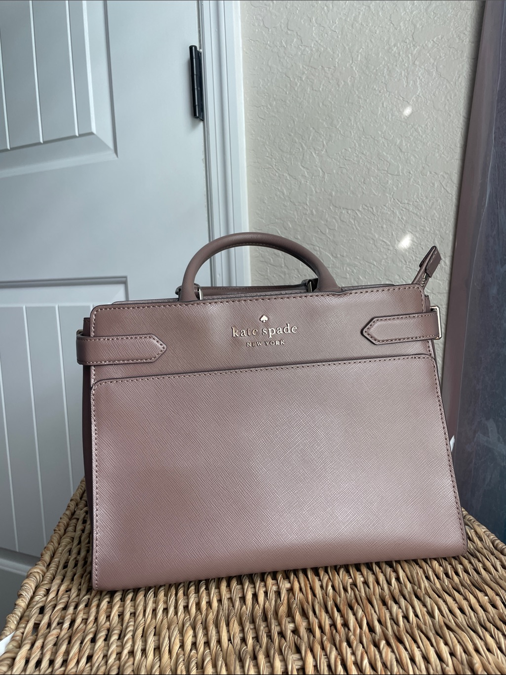 Kate Spade Light Brown Structured Leather Top-Handle Satchel